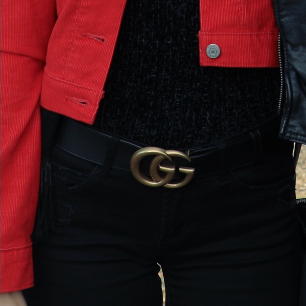 Large double G Gucci black belt